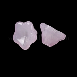 ベーキングペイント透明ガラスビーズ  ペチュニア  パールピンク  9x9x6mm  穴：1.4mm&nbsp;GLAA-T025-81C-05