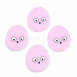 アクリルパーツ  3dプリント  男の子の顔とフラットラウンド  パールピンク  38.5x33x2mm  穴：1.5mm&nbsp;LS-KY-S163-216