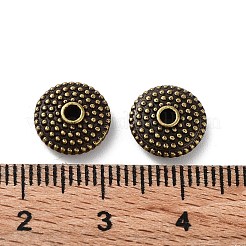 チベット風合金ビーズ  カドミウムフリー＆鉛フリー  フラットラウンド  アンティークブロンズ  10x4mm  穴：1.4mm&nbsp;X-FIND-Q094-26AB