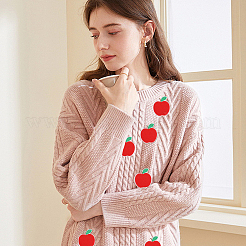 アップルポリエステル＆コットン刺繍糸アイロン接着/縫い付けパッチ16個  布のアップリケ  レッド  46x40.5x1.5mm&nbsp;PATC-CA0001-19B