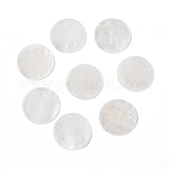 カピスシェルペンダント  フラットラウンド  ホワイトスモーク  20~20.5x0.5~1.5mm  穴：1.2mm&nbsp;SHEL-S274-71D