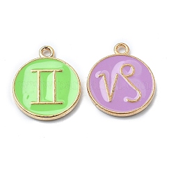 （見切りセール不良）合金エナメルペンダント  カドミウムフリー＆鉛フリー  ランダムな星座が描かれたフラットラウンド  ミックスカラー  21.5x17.8x2mm  穴：1.9mm&nbsp;ENAM-XCP0001-41A-G