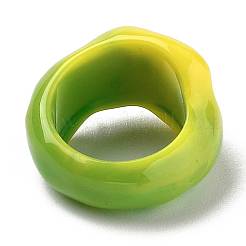 樹脂フィンガー指輪  プラスチックラインストーン付き  長方形  黄緑  usサイズ7 1/4(17.5mm)&nbsp;X-RJEW-Z007-05B