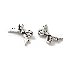 チベット風合金ビーズ  カドミウムフリー＆鉛フリー  蝶結び  アンティークシルバー  11x18x3mm  穴：1.6mm&nbsp;X-PALLOY-P302-07C-AS