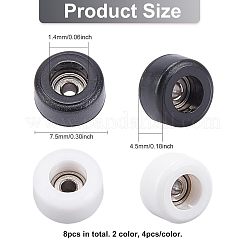 プラスチックスケートボードホイール  ベアリング鋼付き  ミックスカラー  7.5x4.5mm  穴：1.4mm  8個/箱&nbsp;AJEW-FG0001-77B