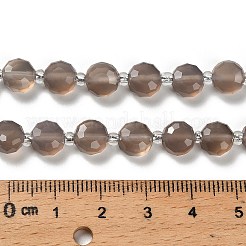 天然石グレーアゲートビーズ連売り  フラットラウンド  ファセットコインビーズ  シードビーズで  8x8x5mm  穴：0.9mm  約40~41個/連  15.43~15.55''（39.2~39.5センチメートル）&nbsp;G-B153-A01