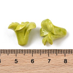 染色された合成珊瑚彫刻ビーズ  花  黄緑  15.5x16~17.5x16~17.5mm  穴：1.2mm&nbsp;GG-CBA1CDD-01B-02