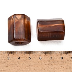 不透明アクリル天然石風ビーズ  大穴ビーズ  六角コラム  多面カット  ツートン  ブラウン  25x21.5x19.5mm  穴：8mm  約60個/袋&nbsp;AC-CBAE907-05