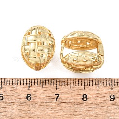 編み込みの楕円形真鍮フープピアス  長持ちメッキ  ラックめっき  鉛フリー＆カドミウムフリー  18KGP本金メッキ  15.5x12x14.5mm&nbsp;EJEW-H178-12G