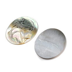 天然石ブラックリップシェルカボション  カメオの女性を描いた楕円形  40x30x2.5mm&nbsp;SSHEL-I026-04B-04