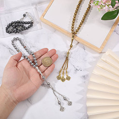 3色の合金ノットチャームブレスレット3個  女性用合成非磁性ヘマタイトラウンドビーズストレッチブレスレット  ミックスカラー  10-1/2インチ（26.8cm）  1pc /カラー&nbsp;BJEW-PH0004-70