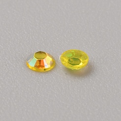 1440 個の ab カラーメッキ透明樹脂ラインストーンカボション  多面カット  フラットラウンド  きいろ  2x0.7mm&nbsp;CRES-TAC0003-21A