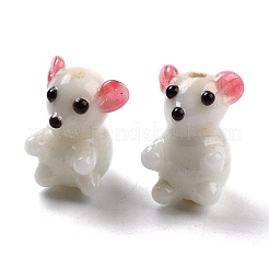 手作りランプワークビーズ  クマ  雪  17~19x10~11x11~12.5mm  穴：1.8~2.3mm&nbsp;LAMP-I024-34