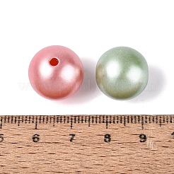 不透明なABS樹脂製の模造パールビーズ  スムーズなラウンド  マット  ミックスカラー  15.5~16mm  穴：2mm&nbsp;KY-Q006-07
