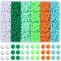 1440 個 6 スタイル不透明なアクリル ビーズ  ラウンド  ミックスカラー  6x5mm  穴：1.8mm  約4400個/500g&nbsp;MACR-PA0001-78