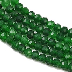 染色された天然の白い翡翠ビーズの連  ロンデル  多面カット  グリーン  4x3~3.5mm  穴：0.8mm  約105~106個/連  14.57''~14.76''（37~37.5センチメートル）&nbsp;GG-CBAF9EE-A32-3x4mm