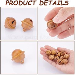 刻まれた木のペンダント  染色されていない  ベルチャーム  ペルー  20x19.5mm  穴：1.4mm&nbsp;WOOD-WH0027-61