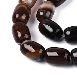 染めた天然バンド瑪瑙ビーズ連売り  バレル  ココナッツブラウン  12.5~14x9.5~11mm  穴：0.7~0.9mm  約28個/連  15.16~15.35''（38.5~39センチメートル）&nbsp;G-T144-44B