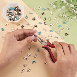 文字a~z合金エナメルペンダントチャーム104個。  ライトゴールド  diy ネックレス ブレスレット イヤリング バングル ジュエリー クラフト メイキング  ミックスカラー  10x10mm  穴：1.5mm&nbsp;JX170A