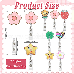 7個 7スタイル アクリルバッジリール  格納式バッジホルダー  ミックスカラー  混合図形  87~91mm  1個/スタイル&nbsp;AJEW-WR0004-03