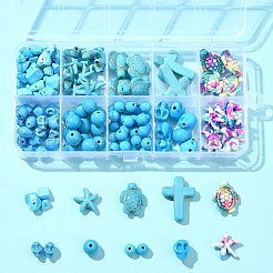 合成ターコイズビーズ  混合形状  ディープスカイブルー  5~24x5~17.5x5~10mm  穴：1~1.6mm&nbsp;DIY-FS0005-93