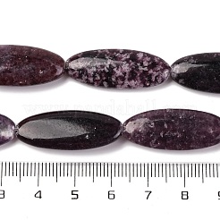 天然レピドライトビーズ連売り  フラットオーバル  29~30x12x5.5mm  穴：0.7mm  約13個/連  14.96''（38センチメートル）&nbsp;G-B078-E08-01