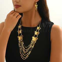 女性用合金イヤリングと多層ネックレスセット  18KGP本金メッキ  蝶  ネックレス：25.20インチ（64cm）&nbsp;VC8959-1