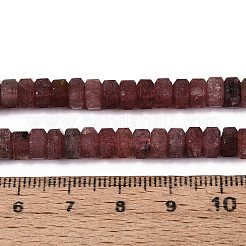 天然石ストロベリークォーツビーズ連売り  多面カット  六角  6.5~7x3~3.5mm  穴：0.8~1mm  約109~113個/連  14.76~15.16インチ（37.5~38.5cm）&nbsp;G-N357-14A-11