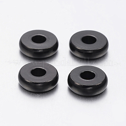 イオンプレーティング（IP）304ステンレススチールスペーサービーズ  ドーナツ  電気泳動黒  8x2.5mm  穴：3mm&nbsp;STAS-F136-04B