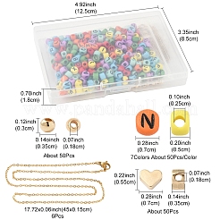 DIYネックレスキット  304ステンレススチールネックレス付き  不透明なアクリルビーズ  ccbプラスチックラウンドビーズ  カラフル  17.72インチ（45cm）&nbsp;DIY-FS0008-73