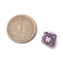 天然アメジストとガラスのシードクラスタービーズ  花  10~11x12~13x12~13mm  穴：2mm&nbsp;PALLOY-MZ00591-03