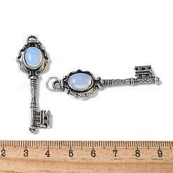 キー真鍮オパライトビッグペンダント  丸カン付き  アンティークシルバー  55.5x16.5x5~6.5mm  穴：4.5mm&nbsp;KK-D361-01AS-22