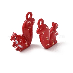 プリント合金ペンダント  リスのチャーム  ラックめっき  カドミウムフリー＆鉛フリー  レッド  19x18x5mm  穴：2mm&nbsp;AL-CBA7256-23B-G