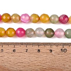 天然石瑪瑙ビーズ連売り  ラウンド  多面カット  染め＆加熱  カラフル  7.5~8mm  穴：0.8~1.2mm  約47~49個/連  13.78~14.96インチ（35~38cm）&nbsp;G-Q606-42A-02