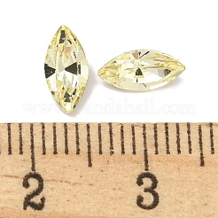 ガラスラインストーンカボション  尖ったバック＆バックメッキ  多面カット  馬の目  黄水仙  8x4x3mm&nbsp;RGLA-L029-12A-213