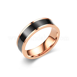 201ステンレススチールエナメル指輪（ユニセックス）  ローズゴールド  6mm  usサイズ11（20.6mm）&nbsp;WGAB951-04