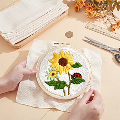 綿布  パンチニードル刺繍生地  正方形  古いレース  245~250x245~250x0.7mm&nbsp;DIY-WH0010-83