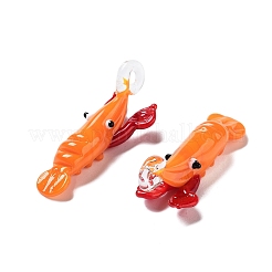 立体的な手作りランプワークペンダント  バンピー  ロブスター/ヒトデのチャーム  エビ  43x17x16mm  穴：3.5mm&nbsp;LAMP-D020-01B