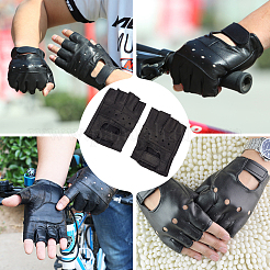 革製の半指手袋  男性用指なし手袋  ブラック  160~165x110x5mm&nbsp;AJEW-WH20098-076