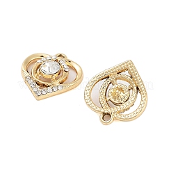 UVメッキ合金ラインストーンペンダント  ハートチャーム  ライトゴールド  19x17.5x5mm  穴：1.8mm&nbsp;ALRI-N058-05KCG