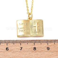 真鍮製クロス聖書ペンダントネックレス、女性・男性用  18KGP本金メッキ  17.44インチ（44.3cm）&nbsp;LS-NJEW-S438-03G