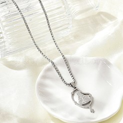 201 ステンレス鋼ノッサ セニョーラ アパレシーダ バージン ペンダント ボックス チェーン ネックレス  ステンレス鋼色  23.39インチ（59.4cm）&nbsp;NJEW-H055-07P