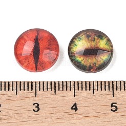 半円形/ドーム型のドラゴンの目がプリントされたガラスカボション100個  ミックスカラー  12x4mm&nbsp;GLAA-GA0002-28