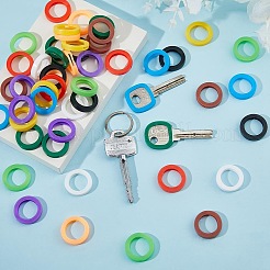 50個 10色 プラスチック 滑り止め 防水 再利用可能 キースリーブ  キー識別子のキャップ  リング  ミックスカラー  24x4.5mm  内径：16mm  5個/カラー&nbsp;AJEW-DC0001-73
