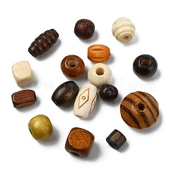 77 個 16 スタイルの木製ビーズ  混合図形  ミックスカラー  6.5~10x8~16.5mm  穴：2~4mm&nbsp;WOOD-CJC0019-18