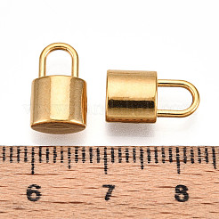 304ステンレススチールチャーム  イオンプレーティング（ip）  南京錠チャーム  18KGP本金メッキ  13x8x5mm  穴：5x3.5mm&nbsp;STAS-N109-116G