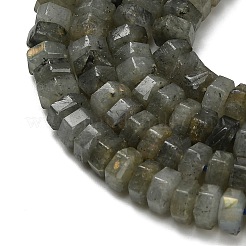 天然石ラブラドライトビーズ連売り  多面カット  六角  6x6x3mm  穴：0.8mm  約108個/連  14.72~14.80''（37.4~37.6センチメートル）&nbsp;G-G317-A10-3x6mm