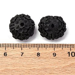 シナバービーズ  彫刻が施された漆器  ロンデル  ブラック  15.5x18x8mm  穴：1.8mm&nbsp;CARL-K001-35