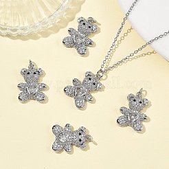 シェグレース 真鍮 マイクロパヴェ クリアキュービックジルコニア ペンダント  クマのチャーム  カドミウムフリーと鉛フリー＆ニッケルフリー  プラチナメッキ  16x11x3mm  穴：3mm&nbsp;XGRQ4N183-738P