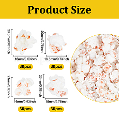 120個 4種類のプラスチックカボション  模造食品  ポップコーン  ホワイト  16~20.5x16~19x13~18mm&nbsp;KY-DR0001-02